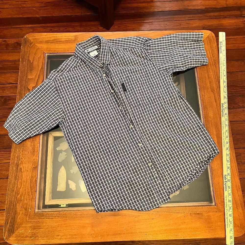 Columbia Medium Blue White Dress Shirt Button Up